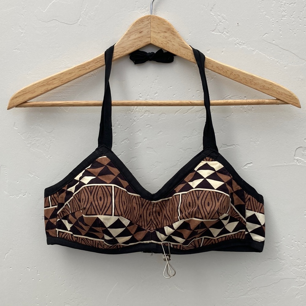 Vintage 60s African print Halter Bra Bikini Top